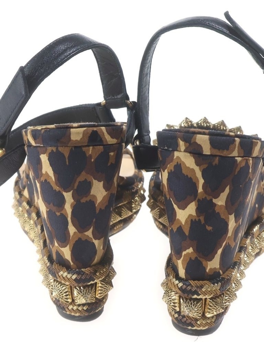 Christian Louboutin Pira Ryad 110 Leopard Espadrille Wedge Sandals Sz 37 - Picture 4 of 6